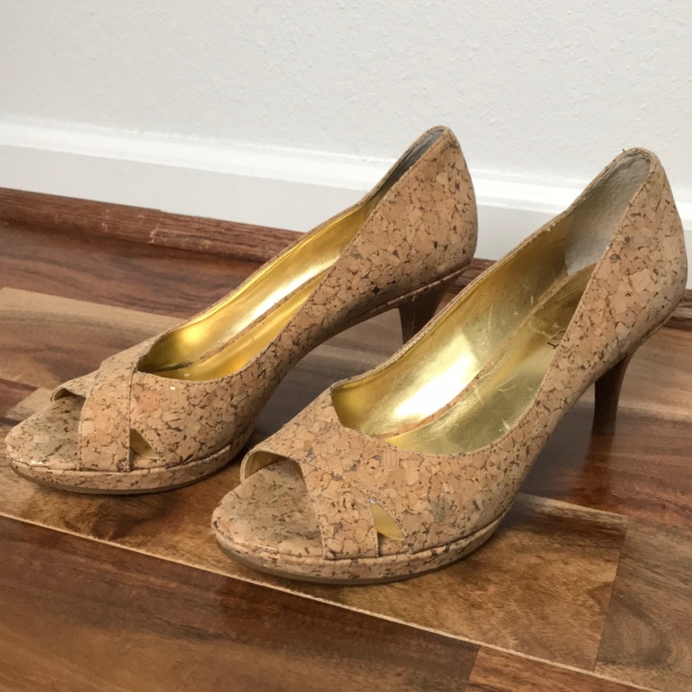Nine West cork open toed heels 👠 size 8